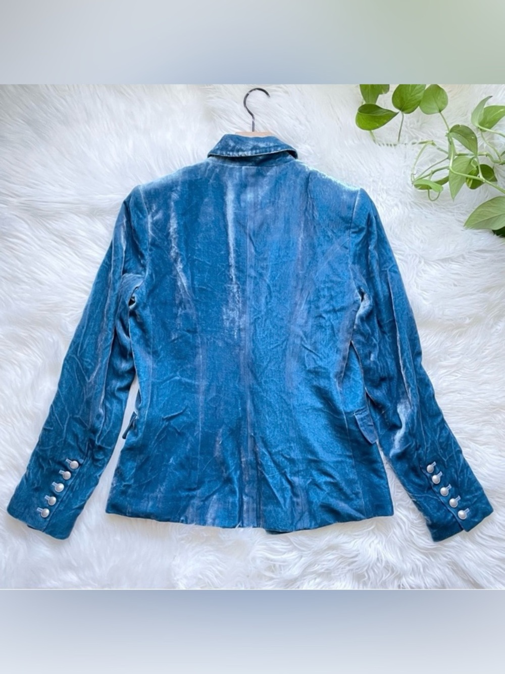 L’Agence Kenzie Velvet Blazer Cortez Blue Size 2 Double Breasted NWT - Picture 14 of 16
